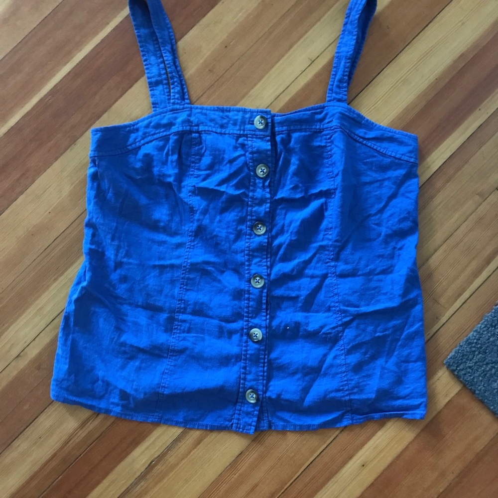 Sale EUC Anthro Maeve Berea Linen Buttondown Tank - Picture 6 of 8